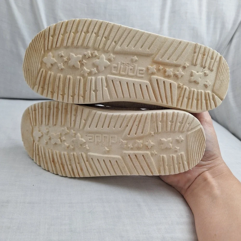 Cottagecore Boho Bohemian Hey Dude Linen Beige K13 Slip On Wendy Youth Kids